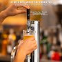 Kit de torre de barril VEVOR, kit de conversión de cerveza de un solo grifo, dispensador de torre de cerveza de barril de acero inoxidable con regulador CGA320 de doble calibre y acoplador de barril D-System, resorte de cierre automático para fiestas, bares y hogares