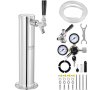 Kit de torre de barril VEVOR, kit de conversión de cerveza de un solo grifo, dispensador de torre de cerveza de barril de acero inoxidable con regulador CGA320 de doble calibre y acoplador de barril D-System, resorte de cierre automático para fiestas, bares y hogares