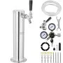 Kit de torre de barril VEVOR, kit de conversión de cerveza de un solo grifo, dispensador de cerveza de barril de acero inoxidable con regulador CGA320 de doble calibre y acoplador de barril D-System, resorte de cierre automático para fiestas, bares y hogares.