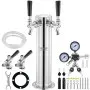 Kit de torre de barril VEVOR, kit de conversión de cerveza con dos grifos, dispensador de cerveza de barril de acero inoxidable con regulador CGA320 de doble calibre y acoplador de barril D-System, resorte de cierre automático para fiestas, bares y hogares.