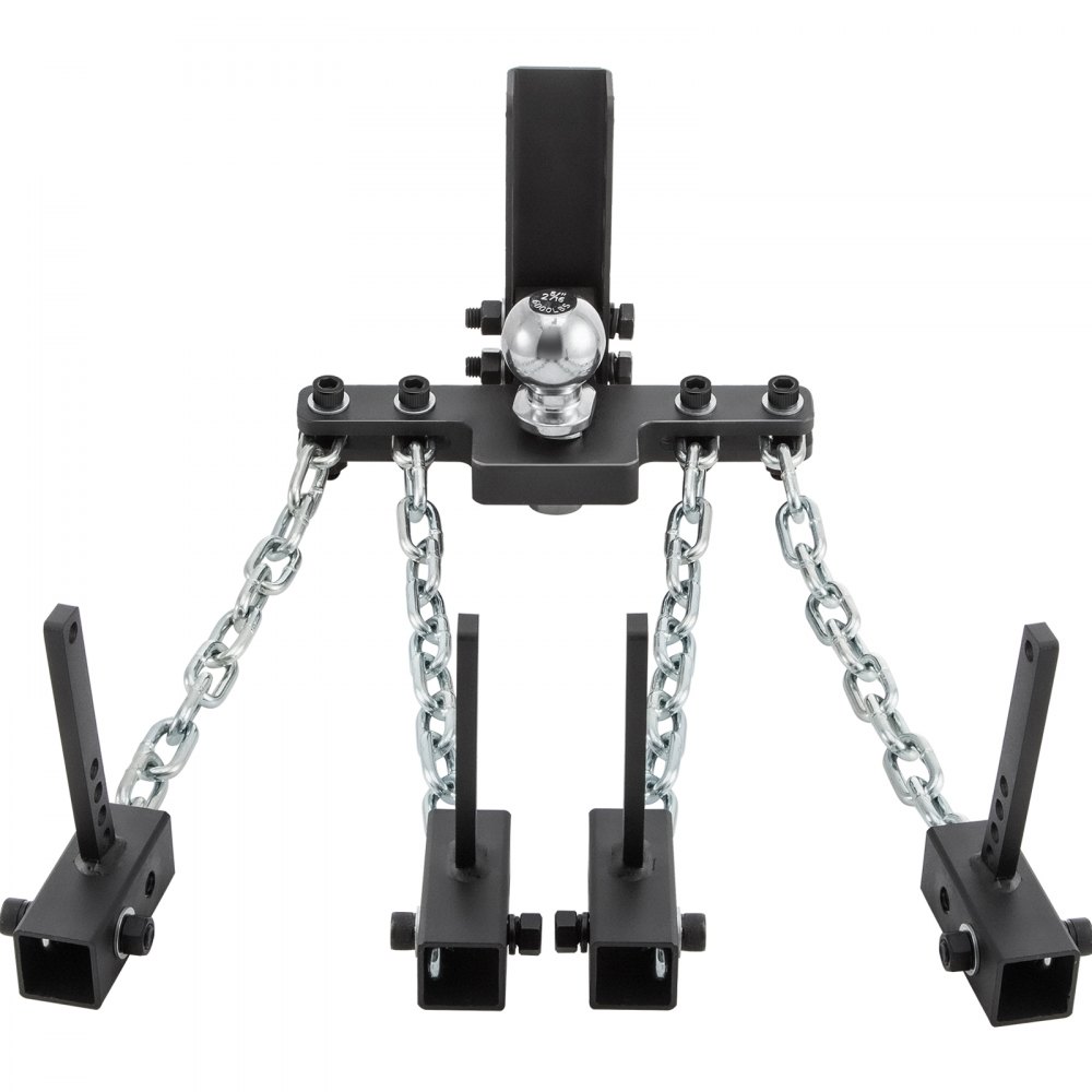 Enganche de distribución de peso VEVOR, capacidad de carga en la lanza de 1000 lb, enganche nivelador con control de balanceo, bola de 2", ajuste de altura/caída de 4", 4 cadenas y soporte de bastidor universal, remolque de remolque sin rebotes ni balanceo.
