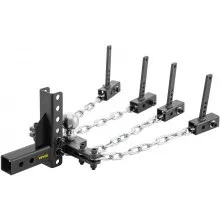 Enganche de distribución de peso VEVOR, enganche de nivelación de carga con capacidad de lengüeta de 1000 lb con control de balanceo, bola de 2" y caída/elevación de 4" y 4 cadenas y soporte de marco universal, remolque de remolque sin rebote y sin balanceo