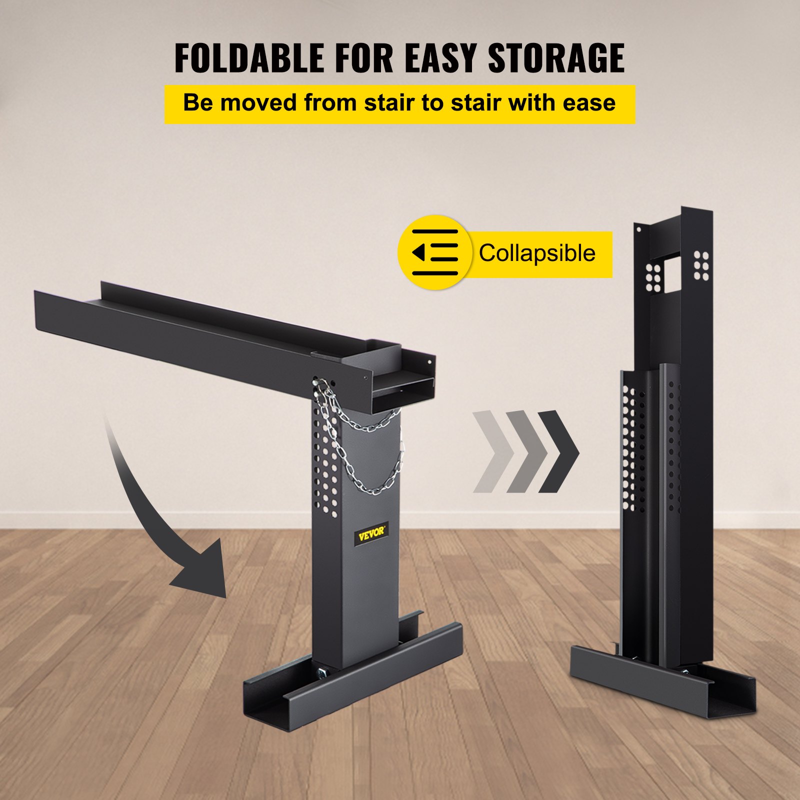 Extensor de escalera VEVOR, plegable, fácil almacenamiento, marco de metal negro.