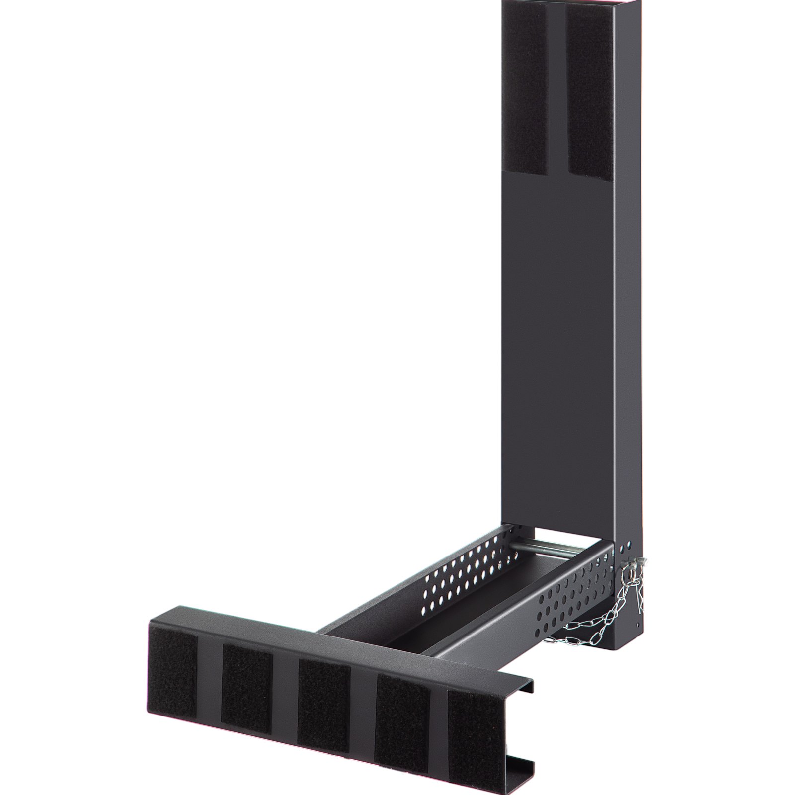 Extensor de escalera VEVOR, elegante diseño de metal negro, con agarraderas de seguridad y cadena de soporte