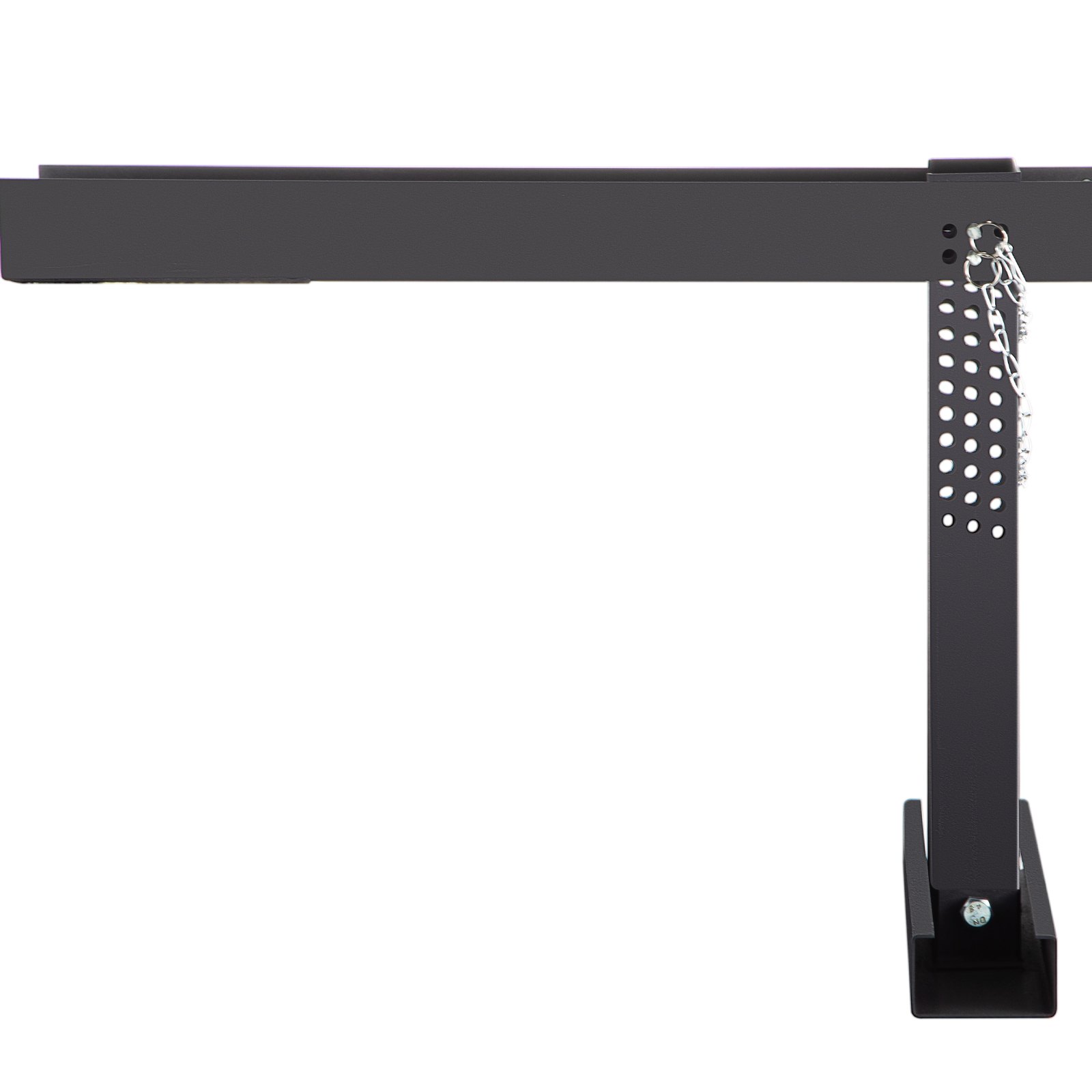 Extensor de escalera VEVOR negro con pernos y orificios para ajustes de altura.