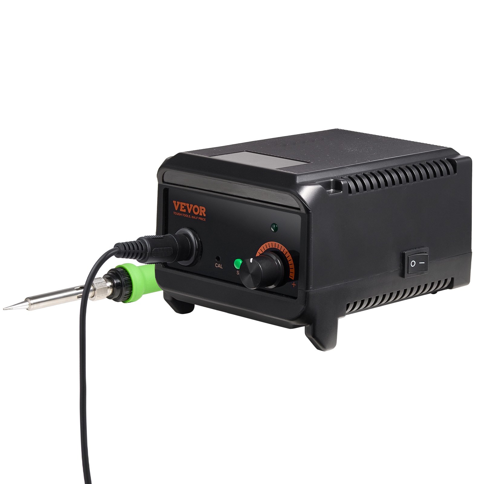 Estación de soldadura VEVOR, kit de 75 W con pantalla digital, control de temperatura de 50 °C a 490 °C y transformador integrado, modo de espera y suspensión automáticos, con 5 puntas de soldadura, 10 g de alambre de soldadura y pinzas.