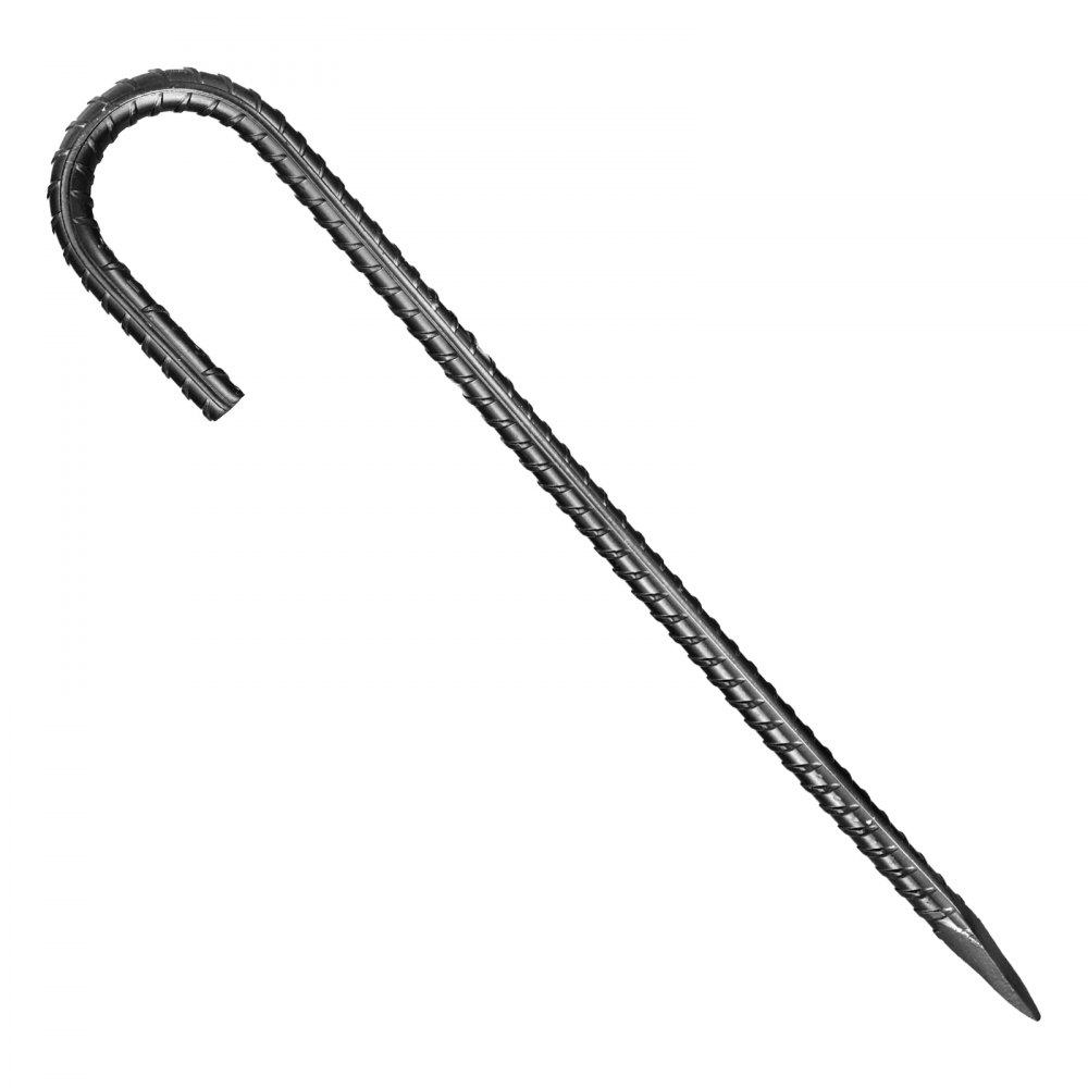 Estacas de refuerzo VEVOR de 30 cm, resistentes, con gancho en J de 1 cm de diámetro, anclajes de acero galvanizado con punta de cincel y revestimiento resistente a la oxidación, para jardinería, cercas y tiendas de campaña (paquete de 16)