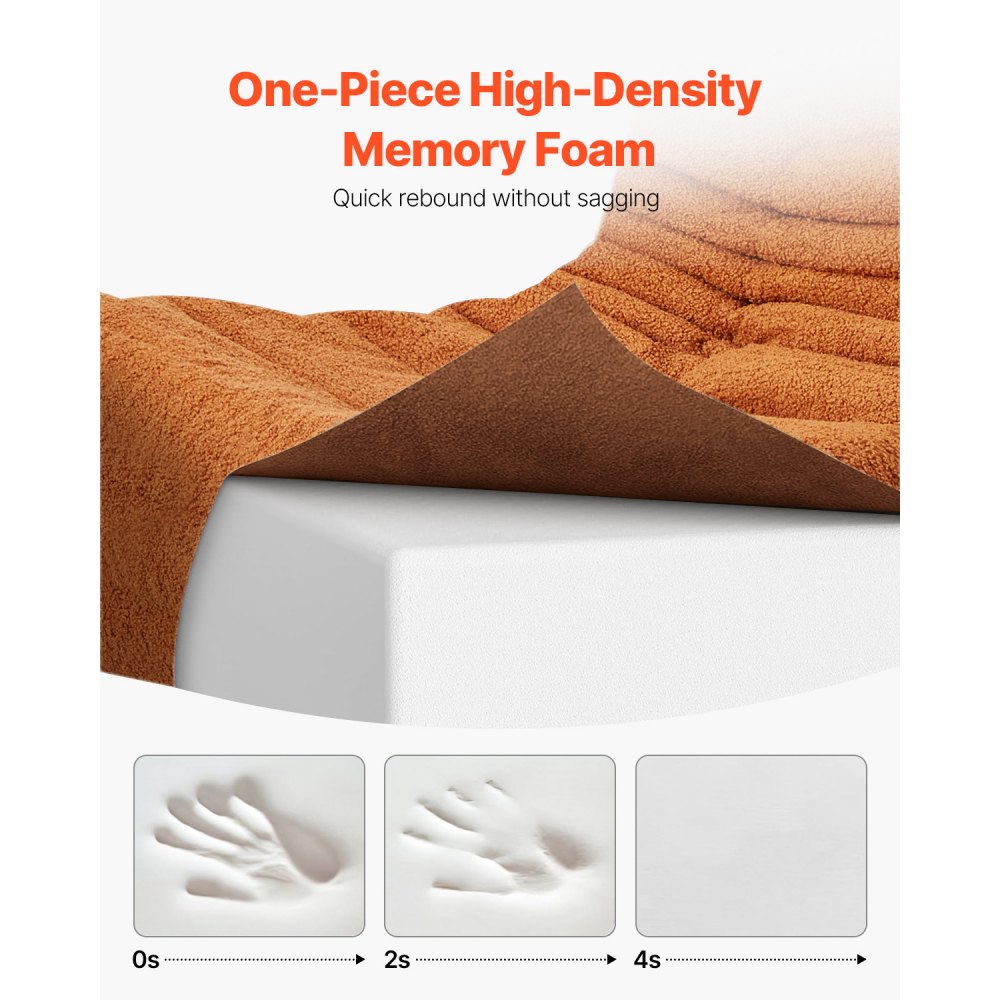 Sillón Puff VEVOR en forma de L con reposabrazos suaves y bolsillo de almacenamiento, relleno de espuma viscoelástica 25D y funda de terciopelo suave, ideal para dormitorio o sala de juegos, color marrón.