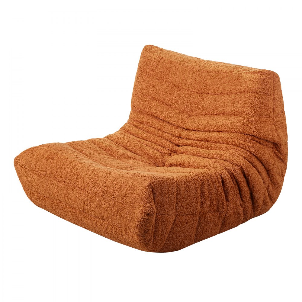 Sillón Puff VEVOR en forma de L con reposabrazos suaves y bolsillo de almacenamiento, relleno de espuma viscoelástica 25D y funda de terciopelo suave, ideal para dormitorio o sala de juegos, color marrón.