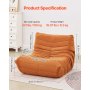 Sillón Puff VEVOR en forma de L con reposabrazos suaves y bolsillo de almacenamiento, relleno de espuma viscoelástica 25D y funda de terciopelo suave, ideal para dormitorio o sala de juegos, color marrón.