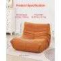 Sillón Puff VEVOR en forma de L con reposabrazos suaves y bolsillo de almacenamiento, relleno de espuma viscoelástica 25D y funda de terciopelo suave, ideal para dormitorio o sala de juegos, color marrón.