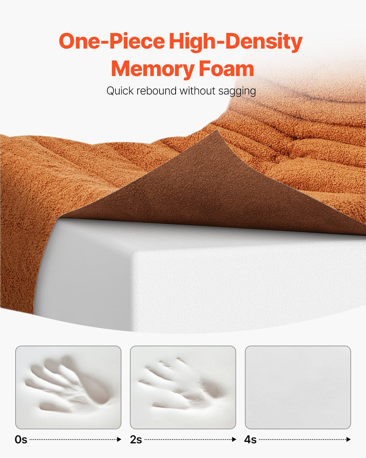 Sillón Puff VEVOR en forma de L con reposabrazos suaves y bolsillo de almacenamiento, relleno de espuma viscoelástica 25D y funda de terciopelo suave, ideal para dormitorio o sala de juegos, color marrón.