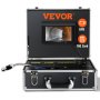 Cámara de alcantarillado VEVOR con DVR, tarjeta de 16 g y cable de inspección flexible en un estuche resistente.
