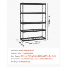 Estantes de almacenamiento de 5 niveles ajustables para trabajo pesado, estanterías para garaje de 2500 lb