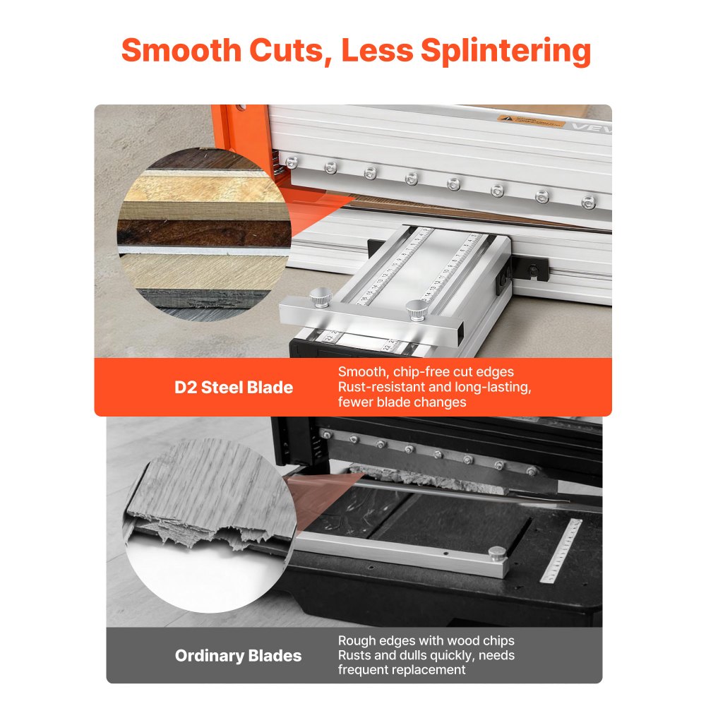 VEVOR Guillotina para Laminado, Cortador de Suelo, Corte Máximo 304,8 mm, Espesor 12 mm con Cuchilla D2, Guía de Ángulo, Palanca de Aluminio, Soporte Telescópico para Piso Vinilo SPC LVP LVT VCT WPC