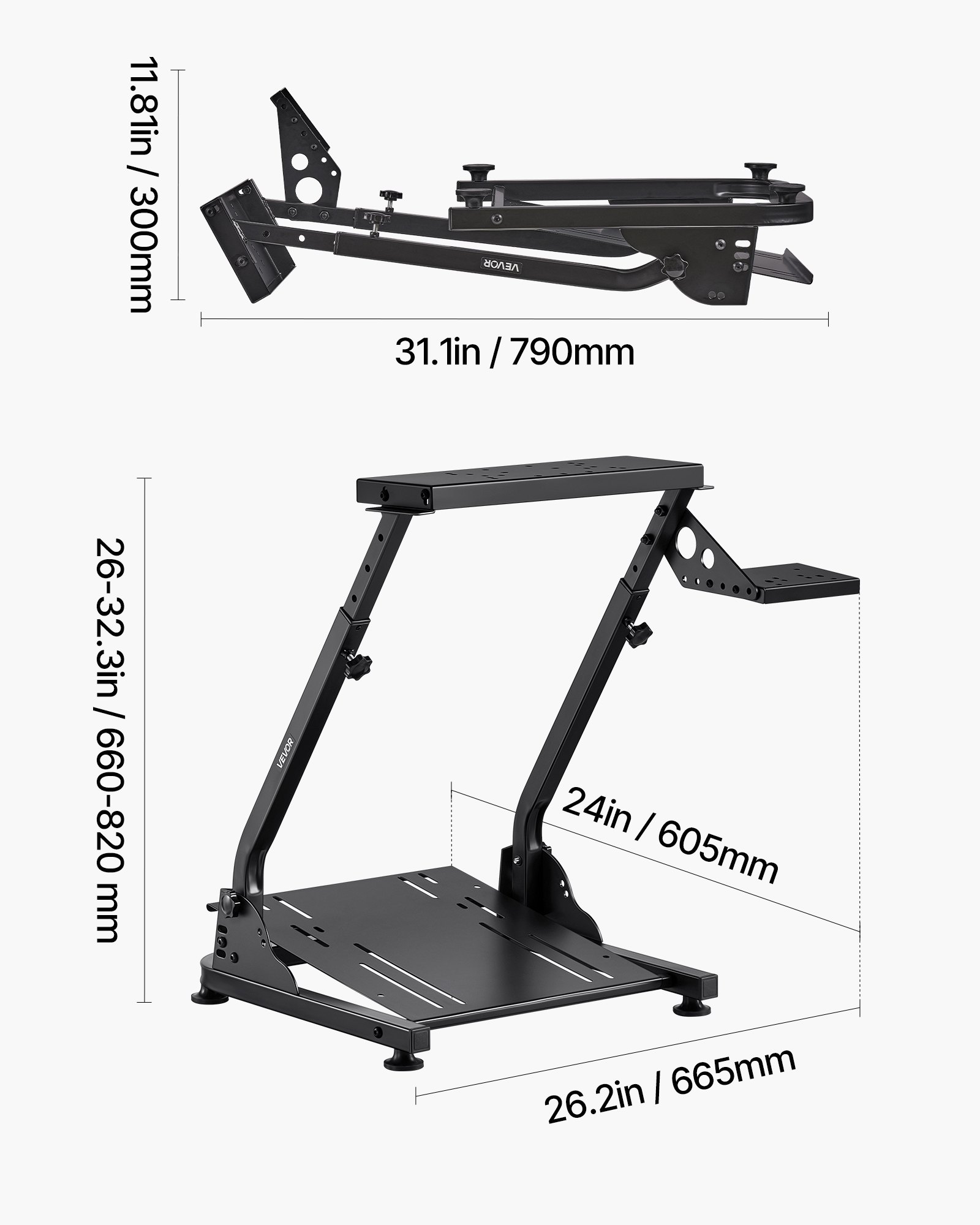 Soporte para volante de carreras VEVOR, ajustable y plegable, compatible con Logitech G29, G27, G920 y G923, Thrustmaster T300RS, T300GT, T248, TS-PC y TSXW Gaming Cockpit. Pedales no incluidos.
