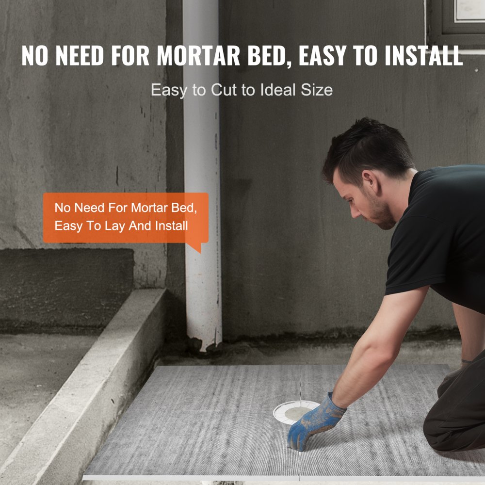 Kit de bordillo de ducha VEVOR, kit de base de ducha de 122 x 183 cm con desagüe central de 16 cm, kit de instalación de ducha ligero de EPS con 2 paños impermeables y barras de inclinación para base de ducha aptas para baño.