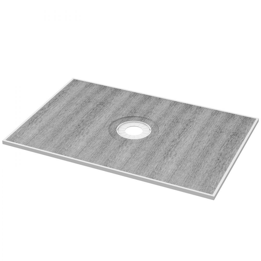 Kit de bordillo de ducha VEVOR, kit de base de ducha de 122 x 183 cm con desagüe central de 16 cm, kit de instalación de ducha ligero de EPS con 2 paños impermeables y barras de inclinación para base de ducha aptas para baño.