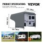 VEVOR RV Cover, 8'-10' Travel Trailer RV Cover, a prueba de viento RV y Trailer Cover, Extra-Grueso 4 Capas Durable Camper Cover, Impermeable Ripstop Anti-UV para RV Motorhome con parche adhesivo y bolsa de almacenamiento