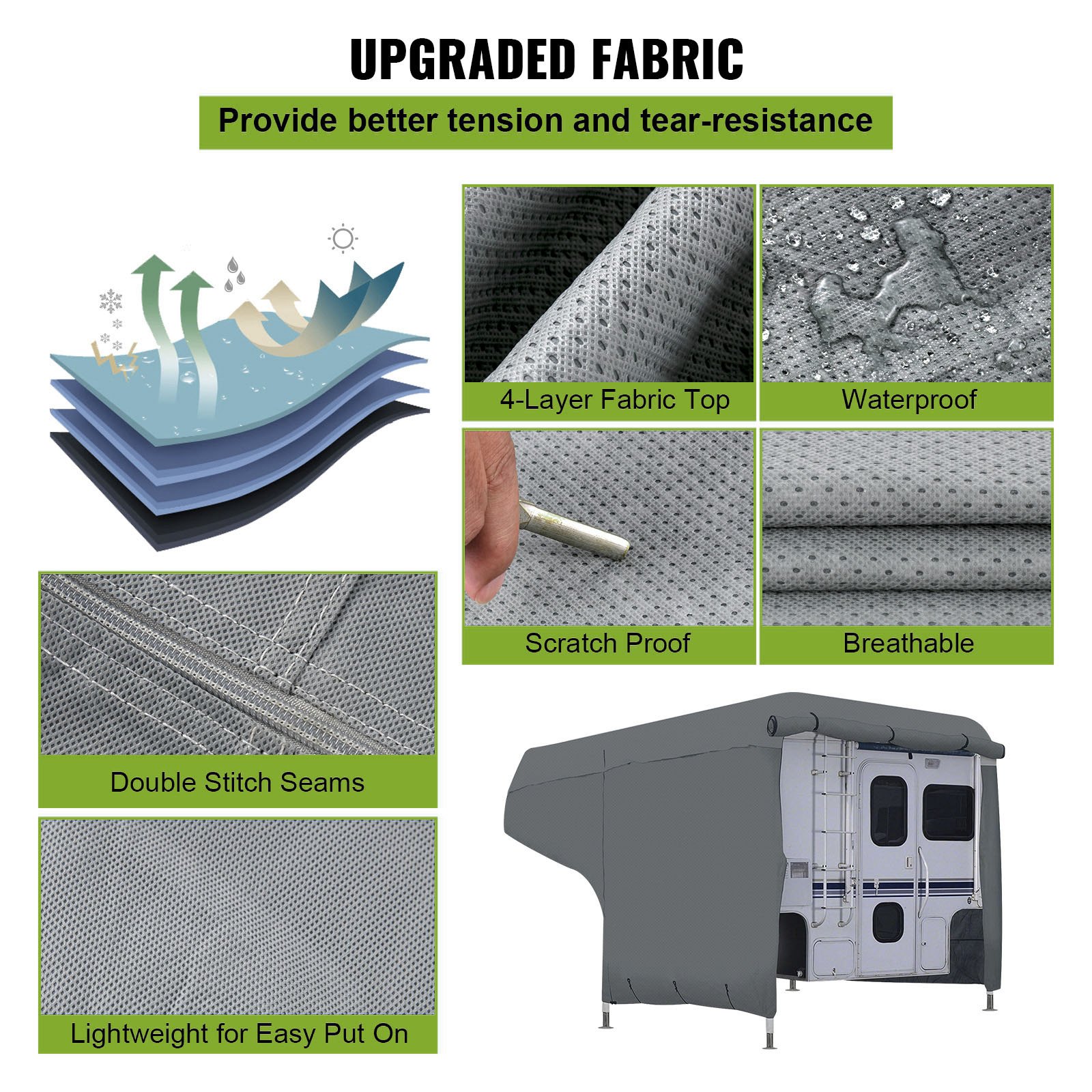 Funda para RV VEVOR con tejido de 4 capas, impermeable, a prueba de arañazos y transpirable.