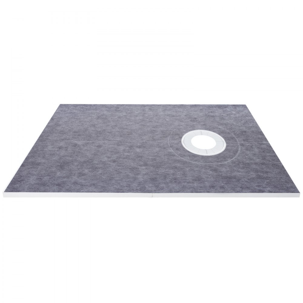 Kit de bordillo de ducha VEVOR con desagüe colocado centralmente sobre una base gris.