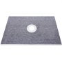 Kit de bordillo de ducha VEVOR con colocación de desagüe central sobre panel impermeable de color gris.