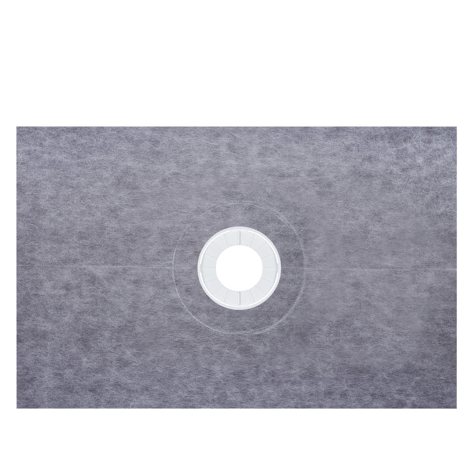 Base de ducha gris con desagüe central, parte del kit de bordillo de ducha VEVOR.