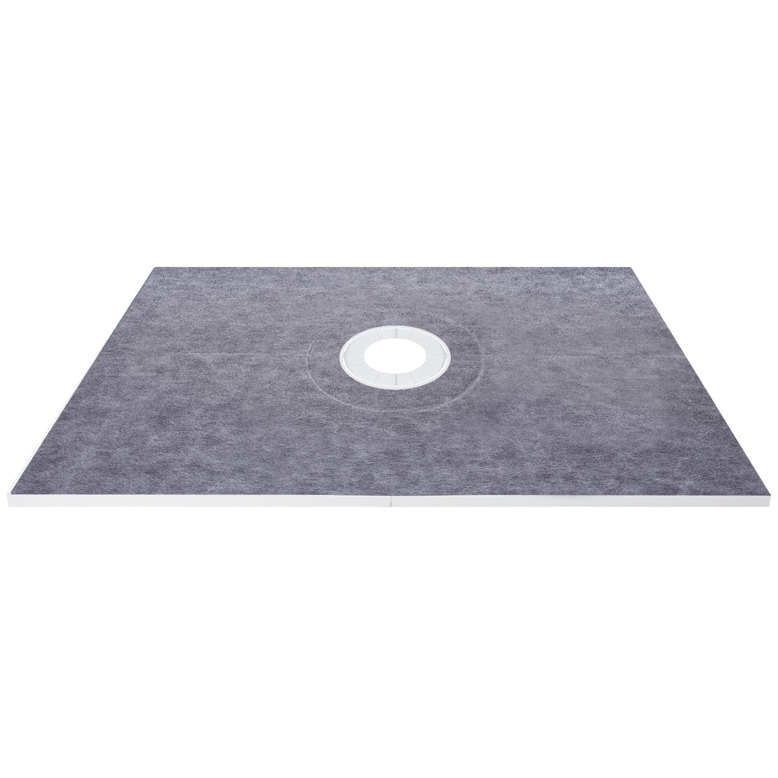 Kit de bordillo de ducha VEVOR base rectangular gris con desagüe circular central.