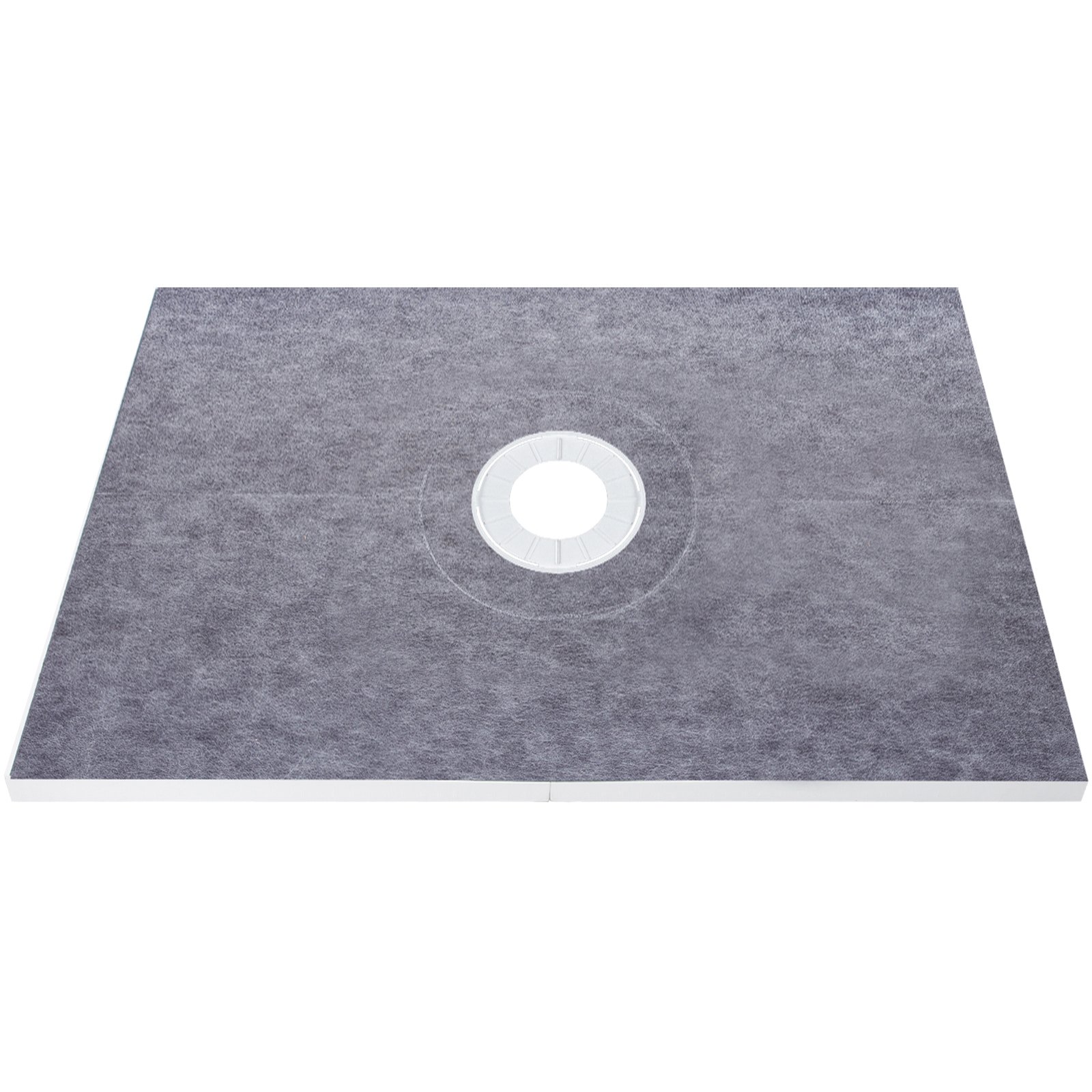 Kit de bordillo de ducha VEVOR con desagüe central sobre base de ducha rectangular gris