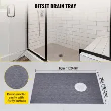 VEVOR Impermeabilizante Kit Ducha Plato 90x150cm con Desagüe Desplazado PVC
