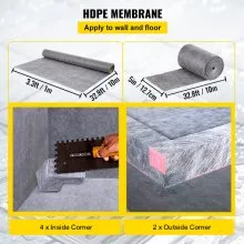 VEVOR Impermeabilizante Kit Ducha Plato 90x150cm con Desagüe Desplazado PVC