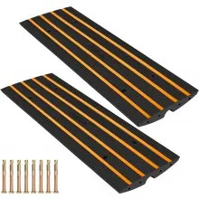 Rampa de acceso para vehículos VEVOR, paquete de 2, puente de acceso de 1 canal, capacidad de 22046 lb, rampa de acceso de caucho, elevación de 2.6" para acceso, muelle de carga, garaje, acera, coche, camión, scooter
