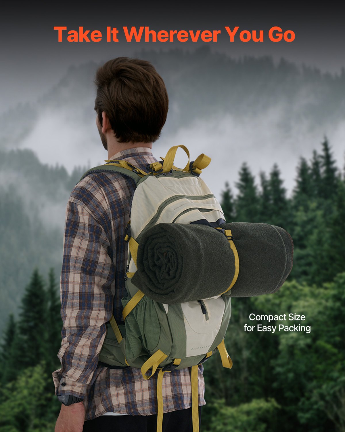 Manta de lana para camping VEVOR, grande y cálida, impermeable y resistente al viento, ignífuga, ideal para exteriores, picnics, senderismo, eventos deportivos y viajes, 162 x 223 cm (80 % lana), verde militar