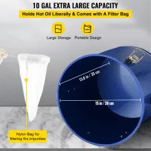Cubo de grasa para freidora VEVOR Cubo de acero para desechar aceite de 10 galones Cubo de aceite para freidora con revestimiento a prueba de herrumbre Contenedor de transporte de aceite de 37,9 l con tapa y clips de bloqueo Carrito de aceite con bolsa de filtro para filtrado de aceite de cocina caliente