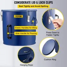 Cubo de grasa para freidora VEVOR Cubo de acero para desechar aceite de 10 galones Cubo de aceite para freidora con revestimiento a prueba de herrumbre Contenedor de transporte de aceite de 37,9 l con tapa y clips de bloqueo Carrito de aceite con bolsa de filtro para filtrado de aceite de cocina caliente