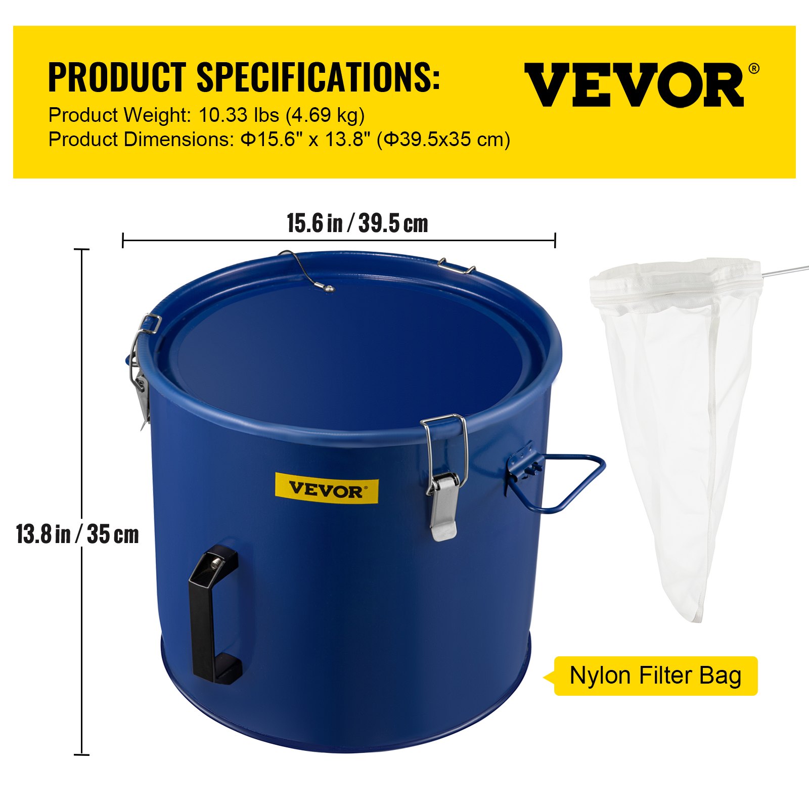 Cubo de grasa para freidora VEVOR de 10 galones, contenedor de eliminación de aceite Cubo de aceite para freidora de acero con revestimiento a prueba de óxido Contenedor de transporte de aceite de 37,9 l con tapa y clips de bloqueo Contenedor de aceite con bolsa de filtro para filtrar aceite de cocina