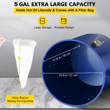 Cubo de grasa para freidora VEVOR Cubo de aceite para freidora de acero de 6 galones con revestimiento a prueba de herrumbre Contenedor de transporte de aceite de 22.7L con tapa y clips de bloqueo Carrito de aceite con bolsa de filtro para filtrado de aceite de cocina caliente