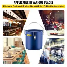 Cubo de grasa para freidora VEVOR Cubo de aceite para freidora de acero de 6 galones con revestimiento a prueba de herrumbre Contenedor de transporte de aceite de 22.7L con tapa y clips de bloqueo Carrito de aceite con bolsa de filtro para filtrado de aceite de cocina caliente