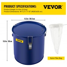 Cubo de grasa para freidora VEVOR Cubo de aceite para freidora de acero de 6 galones con revestimiento a prueba de herrumbre Contenedor de transporte de aceite de 22.7L con tapa y clips de bloqueo Carrito de aceite con bolsa de filtro para filtrado de aceite de cocina caliente
