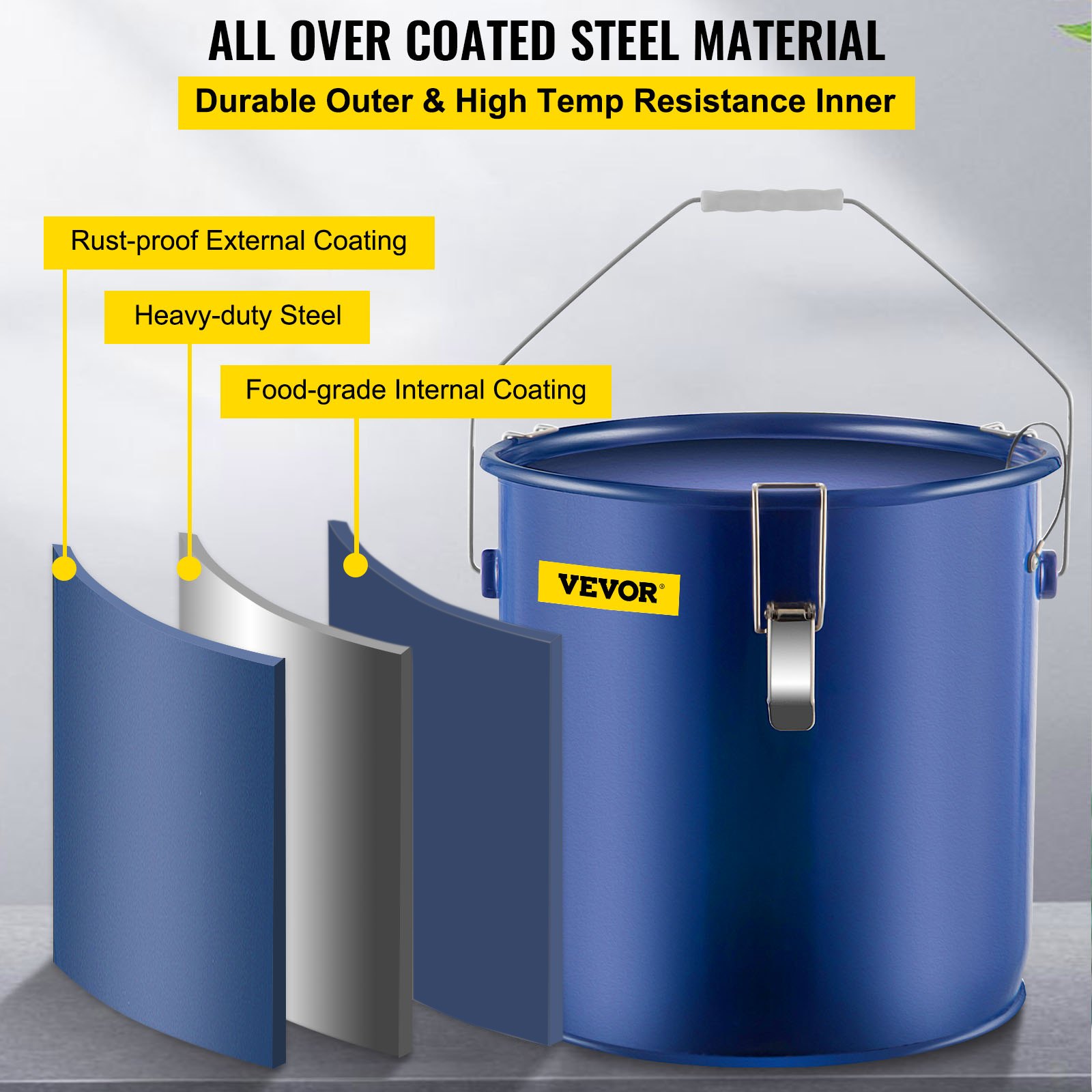 Cubo de grasa para freidora VEVOR de 5 galones, contenedor para desechar aceite Cubo de aceite para freidora de acero con revestimiento a prueba de óxido Contenedor de transporte de aceite de 18,9 l con tapa y clips de bloqueo Contenedor de aceite con bolsa de filtro Filtrado de aceite de cocina