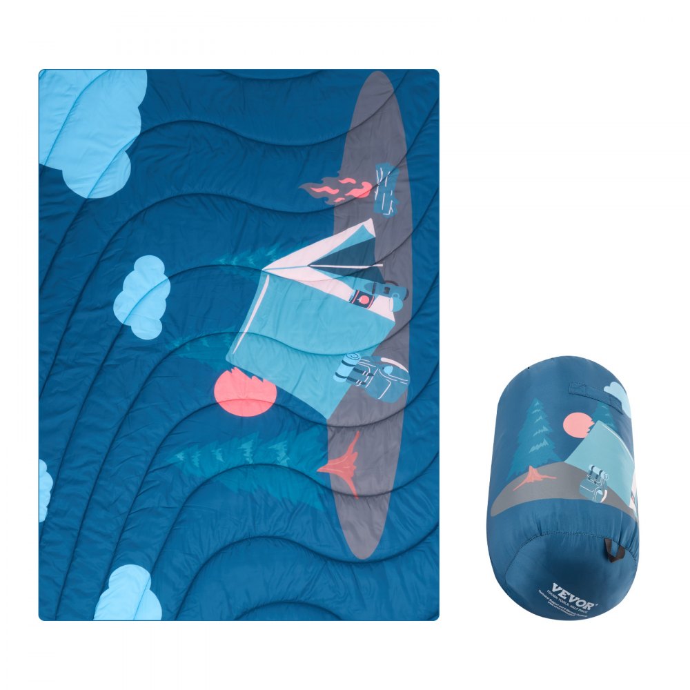 Manta de camping VEVOR, grande, cálida y portátil, para estadios, impermeable y resistente al viento, de fibra de poliéster, ignífuga, ideal para exteriores, picnics, senderismo, eventos deportivos y viajes. 190 x 132 cm. Impresa.