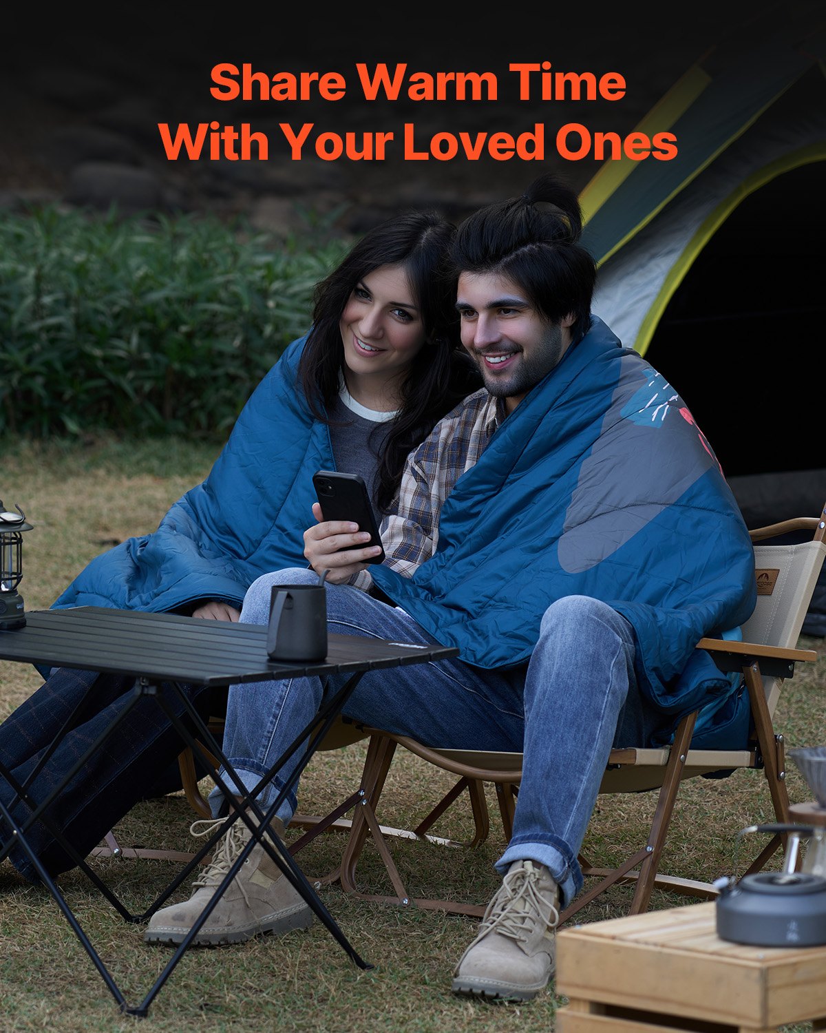 Manta para acampar de 75" x 52", cálida y usable, para estadios, para exteriores, estampada