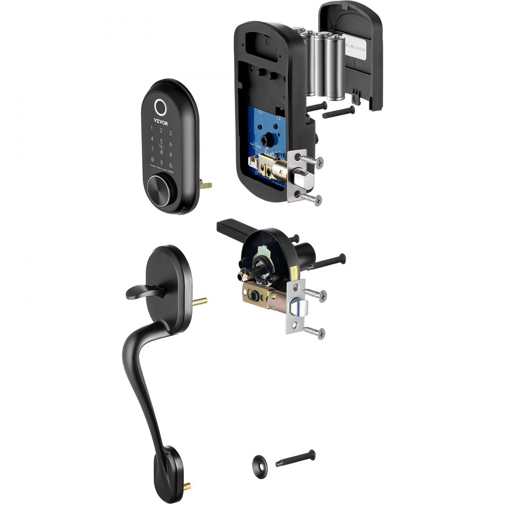VEVOR Cerradura inteligente, perilla de puerta inteligente 5 en 1, cerradura de puerta de entrada sin llave con manija independiente, cerrojo de huella digital con control de aplicación, cerradura inteligente Bluetooth, cerradura de puerta biométrica, cerradura de puerta digital con teclado