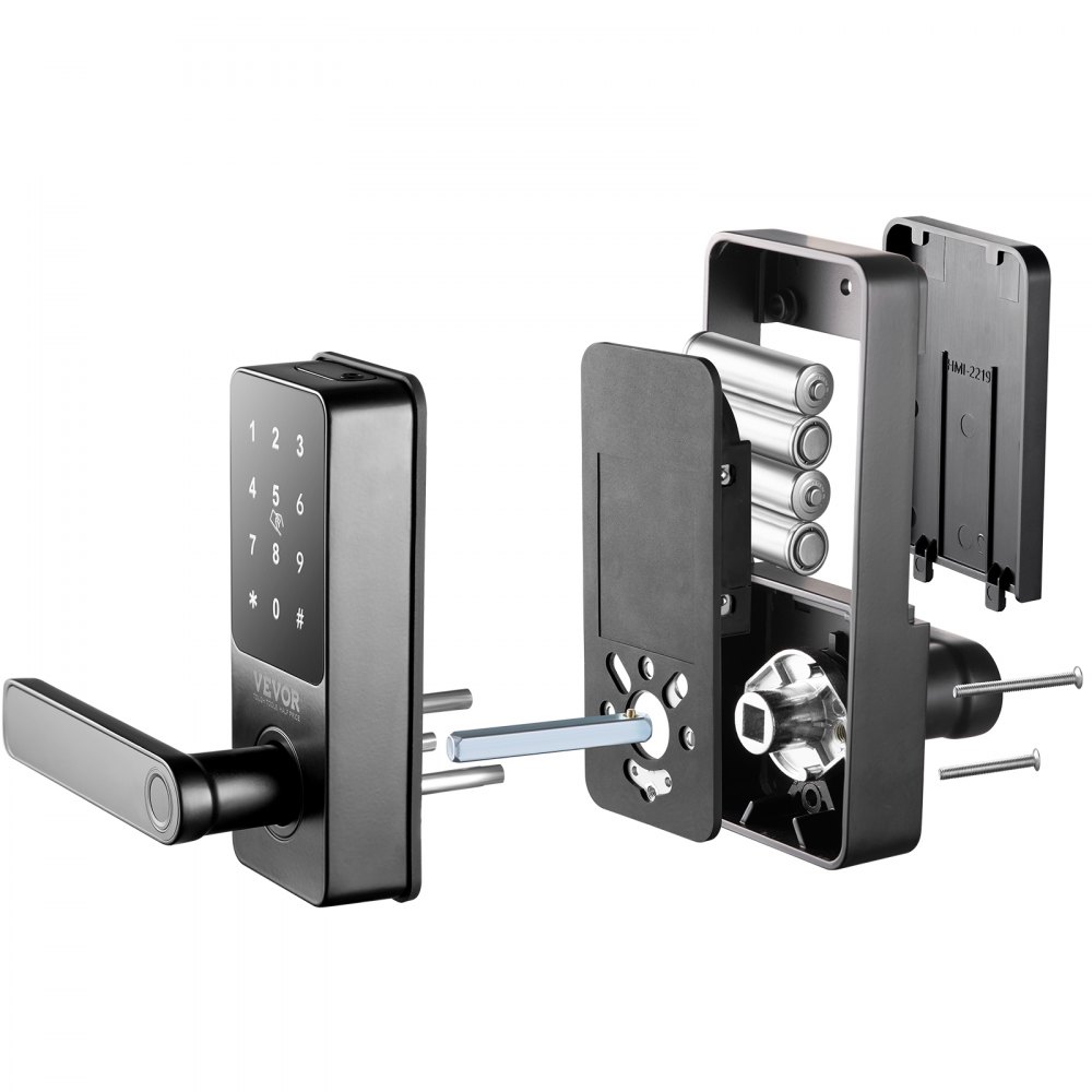 VEVOR Cerradura inteligente, perilla de puerta inteligente 5 en 1, cerrojo de huella digital con control de aplicación, cerradura inteligente Bluetooth, cerradura de puerta de entrada sin llave con manija, cerradura de puerta biométrica, cerradura de puerta digital con teclado para puerta delantera