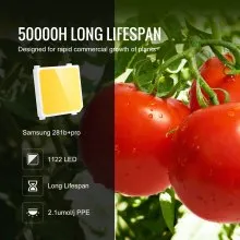 VEVOR 400W LED Grow Light, lámpara de crecimiento de diodos Samsung 281B de alto rendimiento para plantas de interior, plántulas, verduras y flores, cultivo de invernadero, espectro completo regulable, controlador de cadena de margaritas para tienda de cultivo de 4x4/5x5 pies