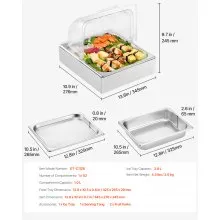 Recipiente para exhibición de alimentos sobre encimera, bandeja dispensadora de condimentos con tapa
