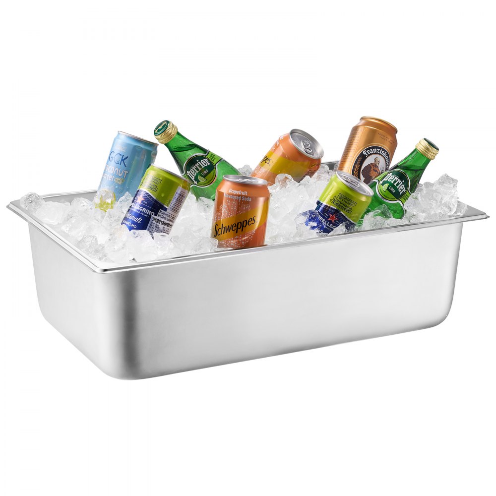 VEVOR - Recipiente de exhibición para servir alimentos de mostrador, bandeja de acero inoxidable para 6 bandejas, dispensador de condimentos para buffet con tapa transparente y 3 compartimentos para congelador, para restaurantes, hoteles, cocinas y fiestas.