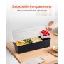 Bandeja para servir condimentos fríos con 4 compartimentos y tapa para frutas