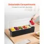 Servidor de condimentos refrigerados VEVOR, recipiente para servir condimentos refrigerado con 6 compartimentos, bandeja de bar con tapa, ideal para servir tacos, ensaladas y frutas, así como para el hogar y la restauración.