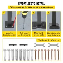 VEVOR Barandilla de escalera para exteriores, compatible con 2 o 3 escalones de aleación de metal, pasamanos de transición flexible para porche delantero, riel de arco con kit de instalación, para escaleras de hormigón o madera, negro